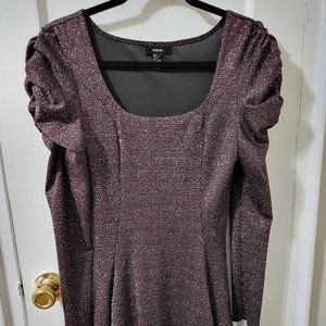 AQUA Bloomingdales long Puff Sleeves Party Dress